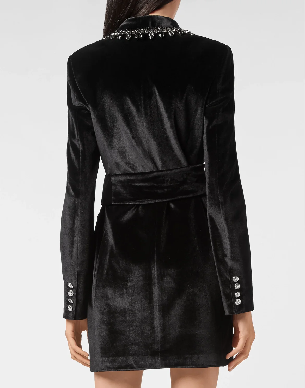 Velvet Blazer Dress Iconic Plein, цвет: Черный