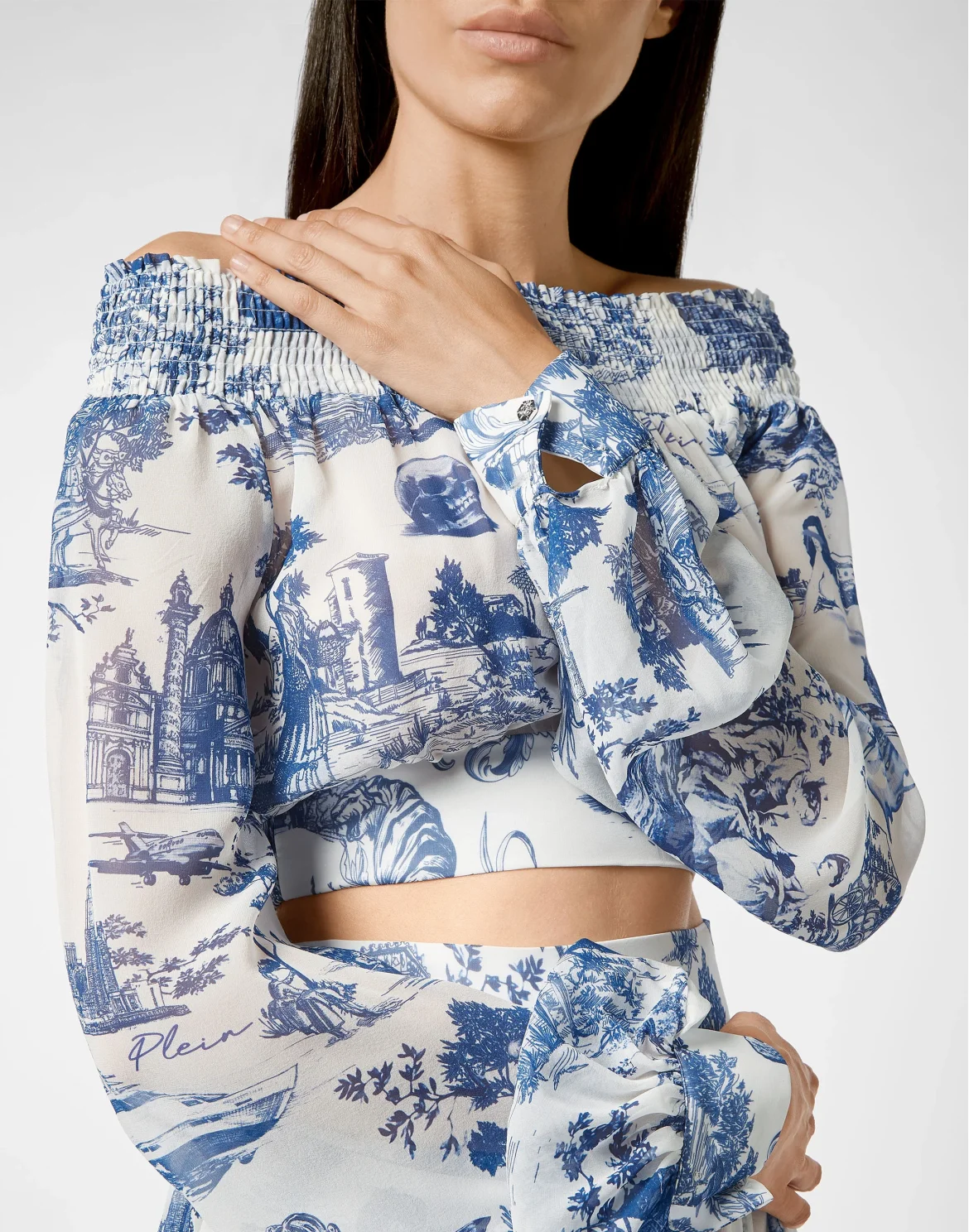 Georgette Crop Top LS En PLEIN air, цвет: Белый