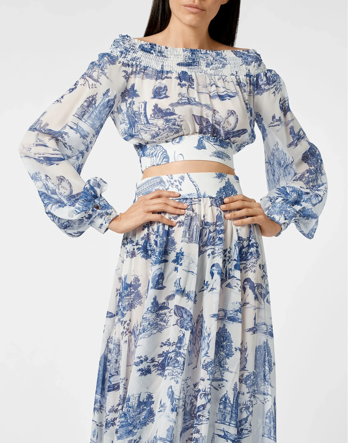 Georgette Crop Top LS En PLEIN air, цвет: Белый