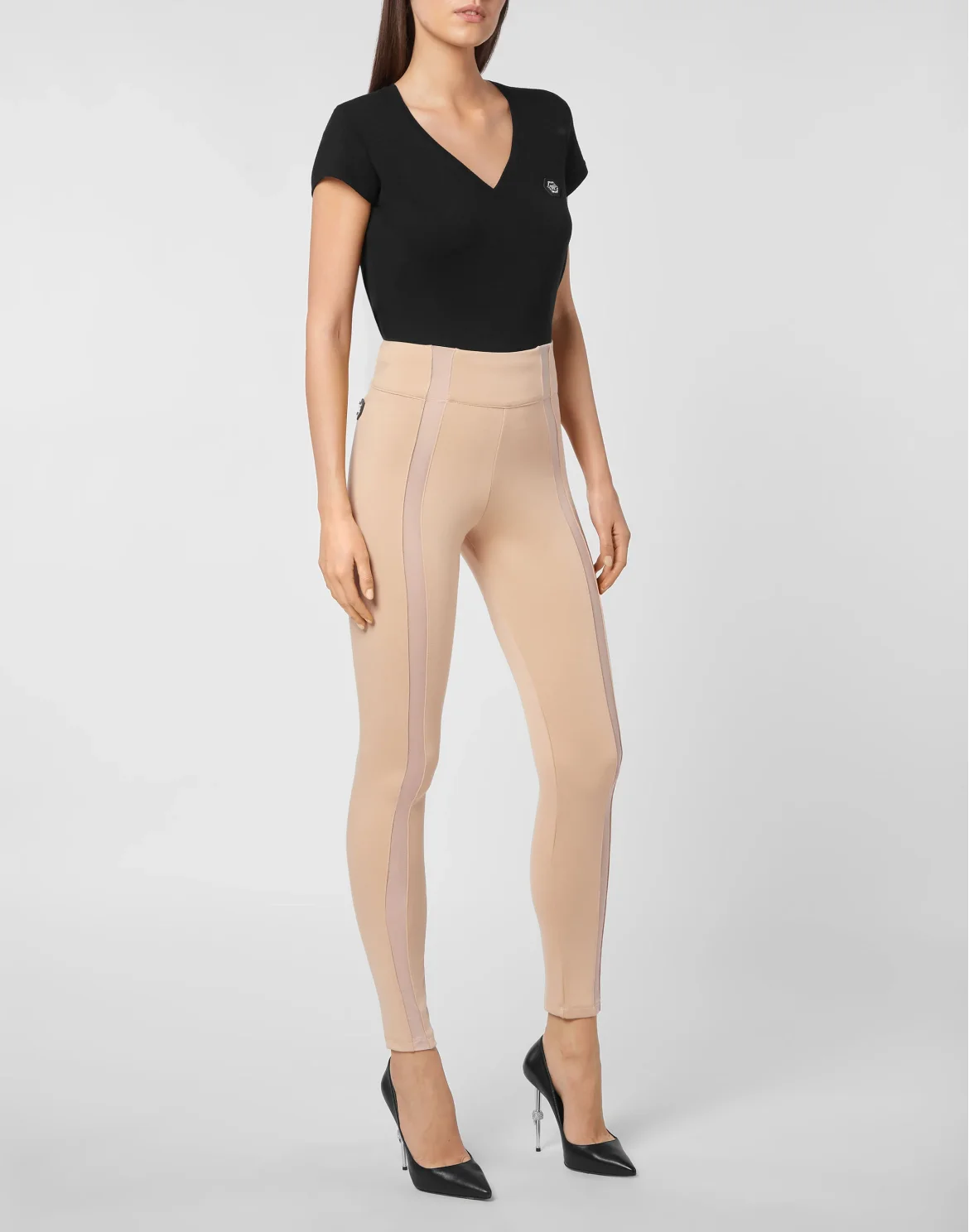 Super High Waist Leggings Iconic Plein, цвет: Бежевый