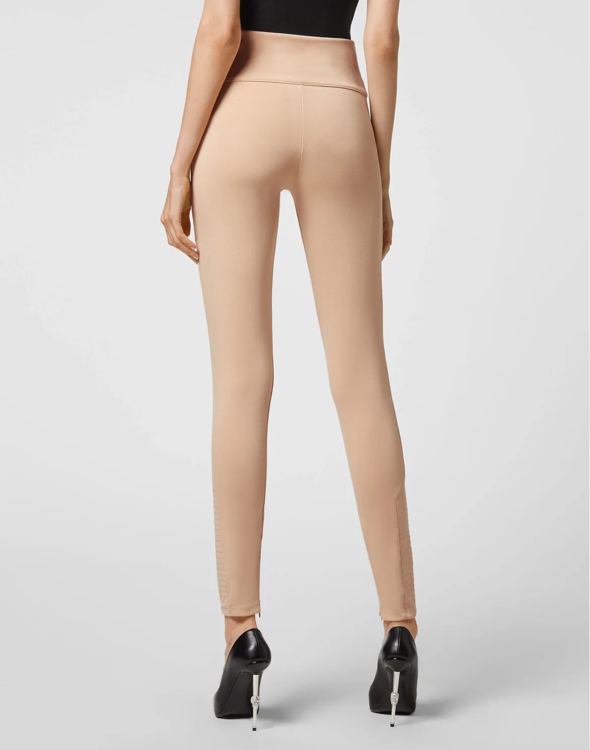 Super High Waist Biker Leggings Iconic Plein, цвет: Бежевый