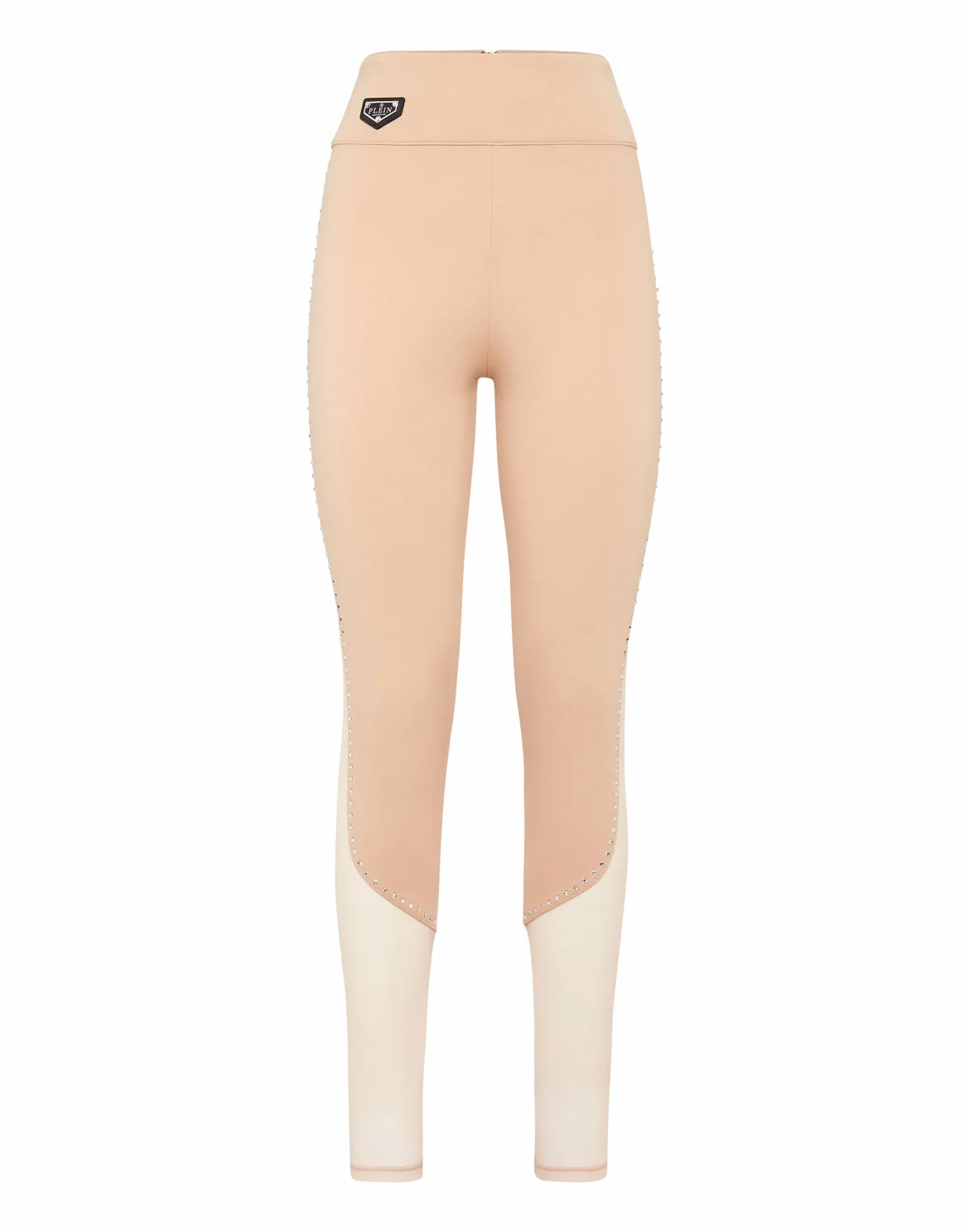 Super High Waist Leggings Studs Iconic Plein, цвет: Бежевый