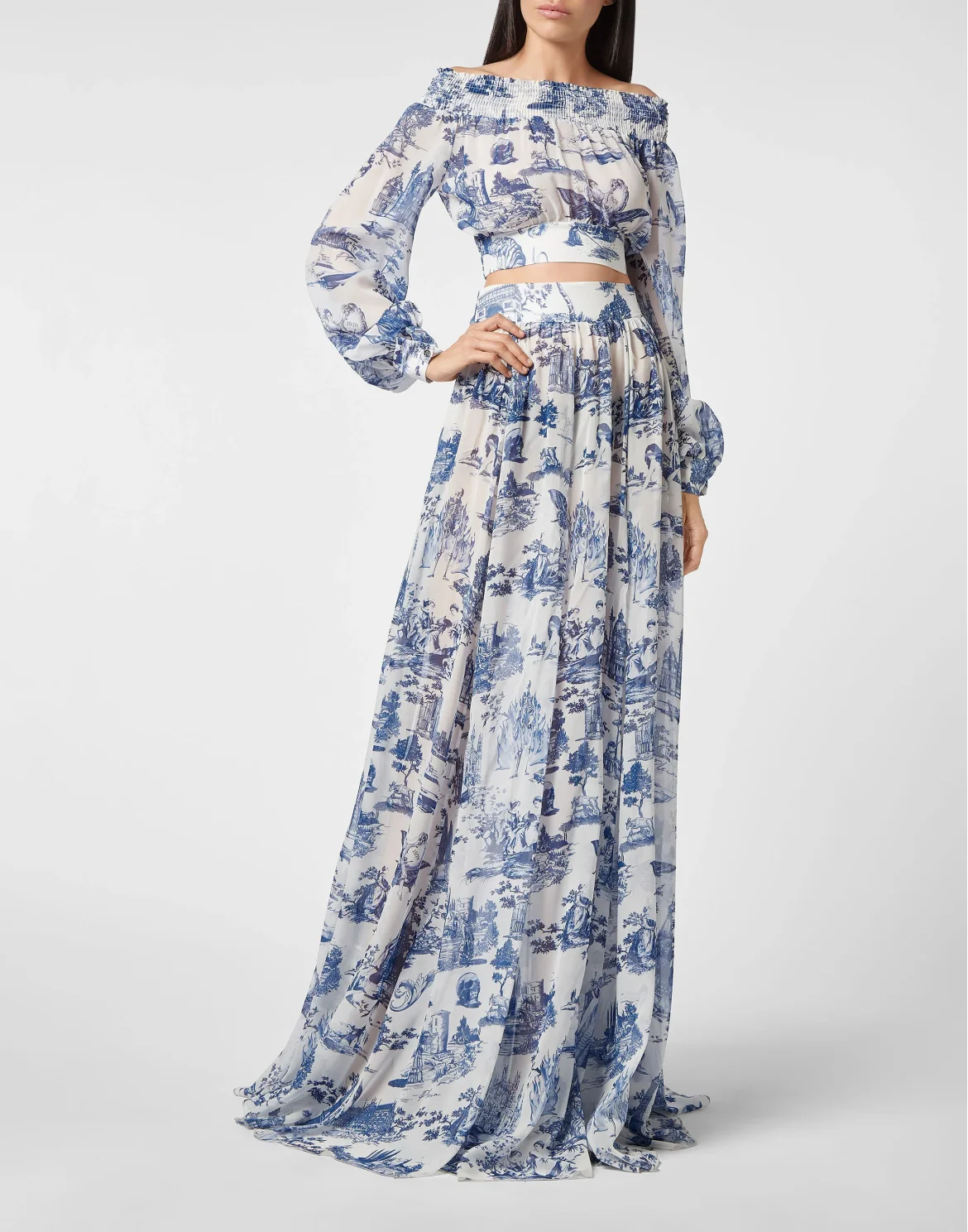 Georgette Long Skirt En PLEIN air, цвет: Белый