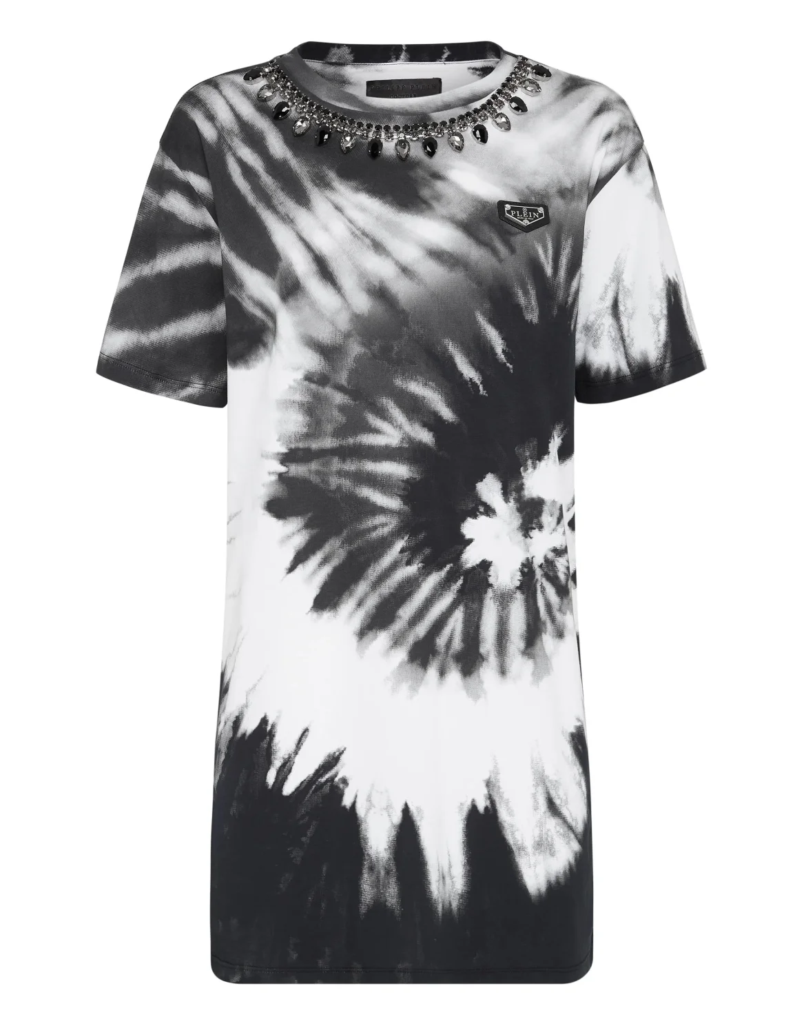 T-shirt Dress Tie Dye Crystal Chain, цвет: Белый