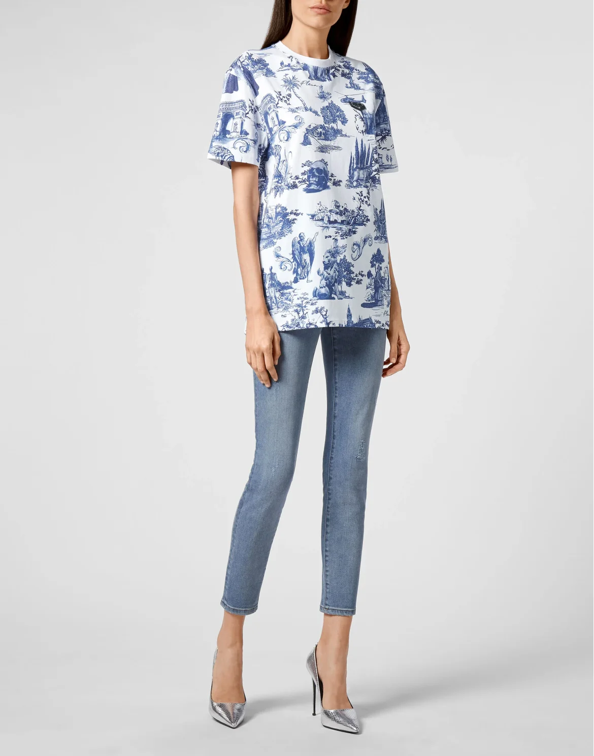 T-shirt Round Neck SS Crystal Chain En PLEIN air, цвет: Белый
