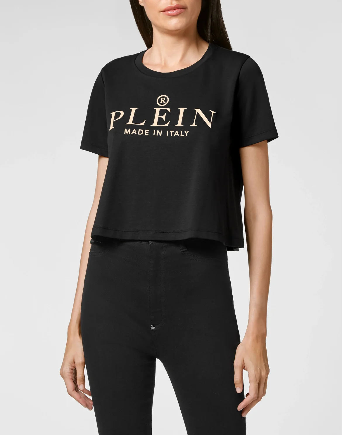 T-shirt Round Neck SS Crop Iconic Plein, цвет: Черный