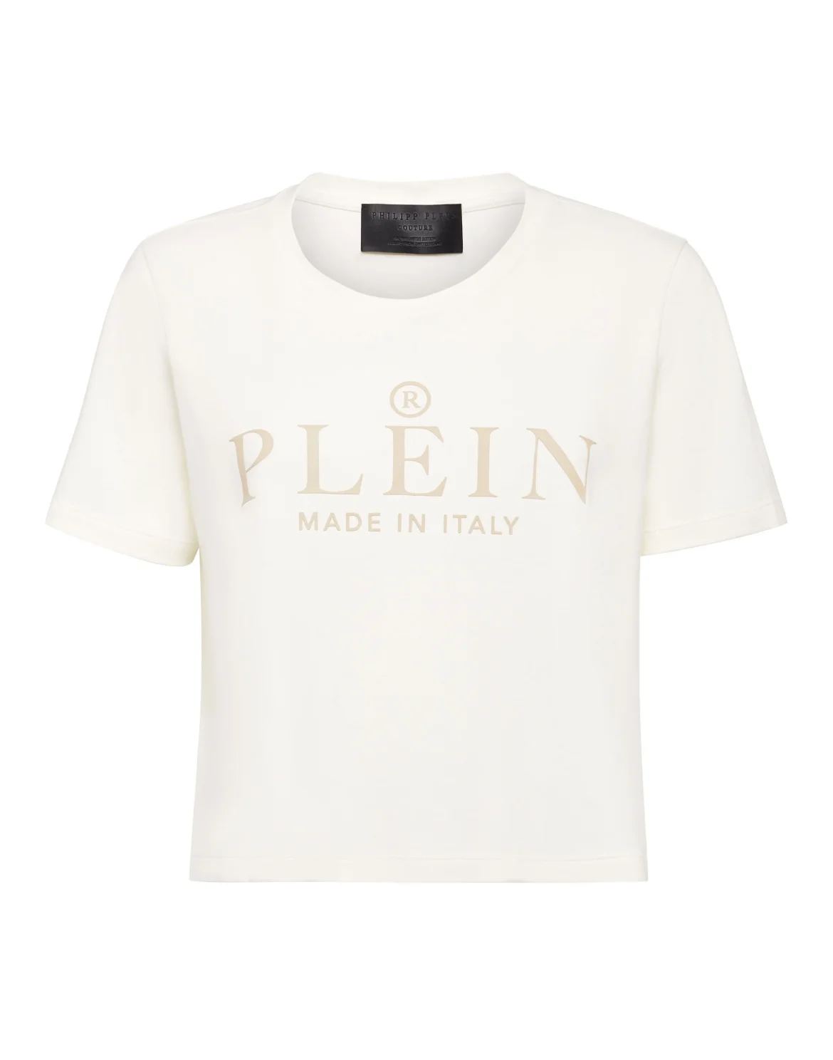 T-shirt Round Neck SS Crop Iconic Plein, цвет: Бежевый