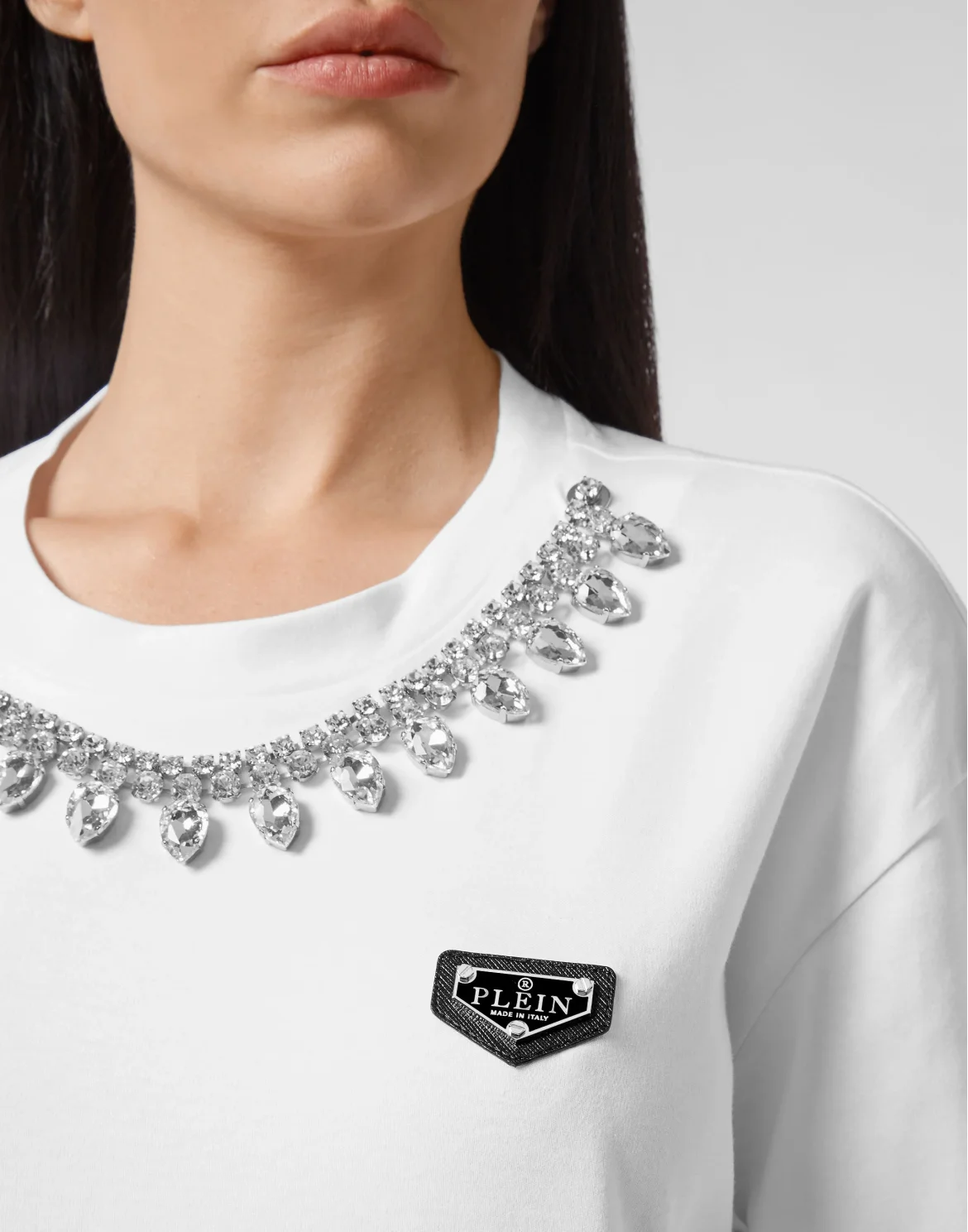 T-shirt Round Neck SS Crystal Chain, цвет: Белый