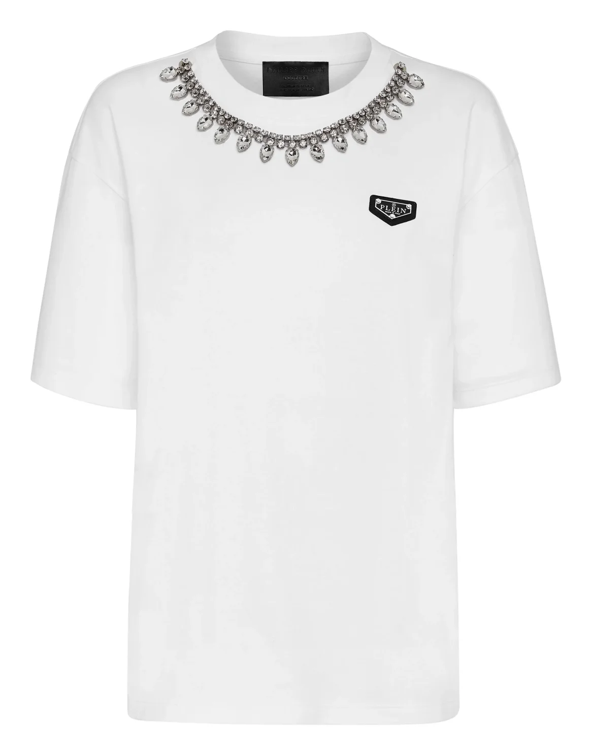 T-shirt Round Neck SS Crystal Chain, цвет: Белый