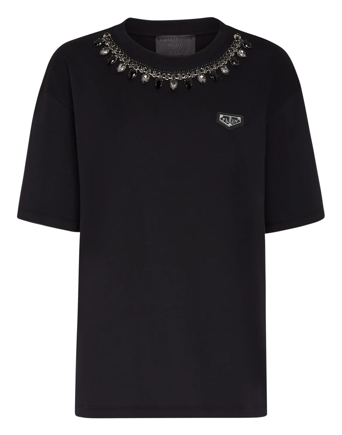 T-shirt Round Neck SS Crystal Chain, цвет: Черный