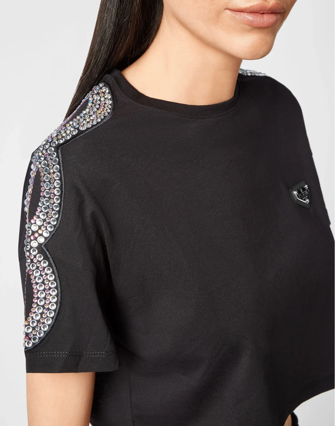 T-shirt Crop Round Neck SS Crystal Cable, цвет: Черный