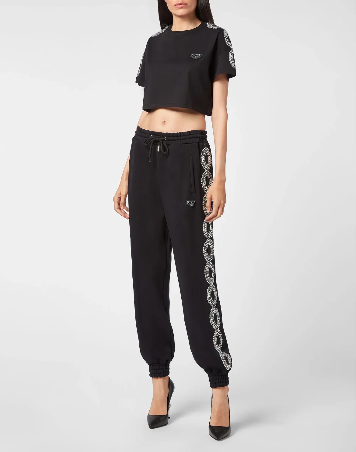 T-shirt Crop Round Neck SS Crystal Cable, цвет: Черный