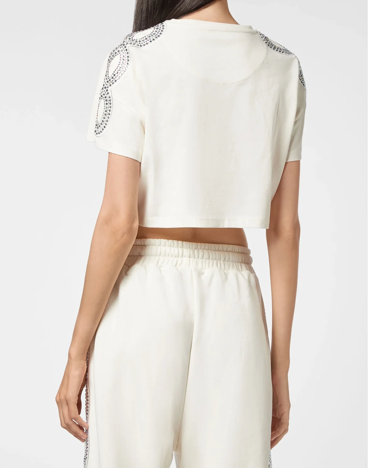 T-shirt Crop Round Neck SS Crystal Cable, цвет: Бежевый