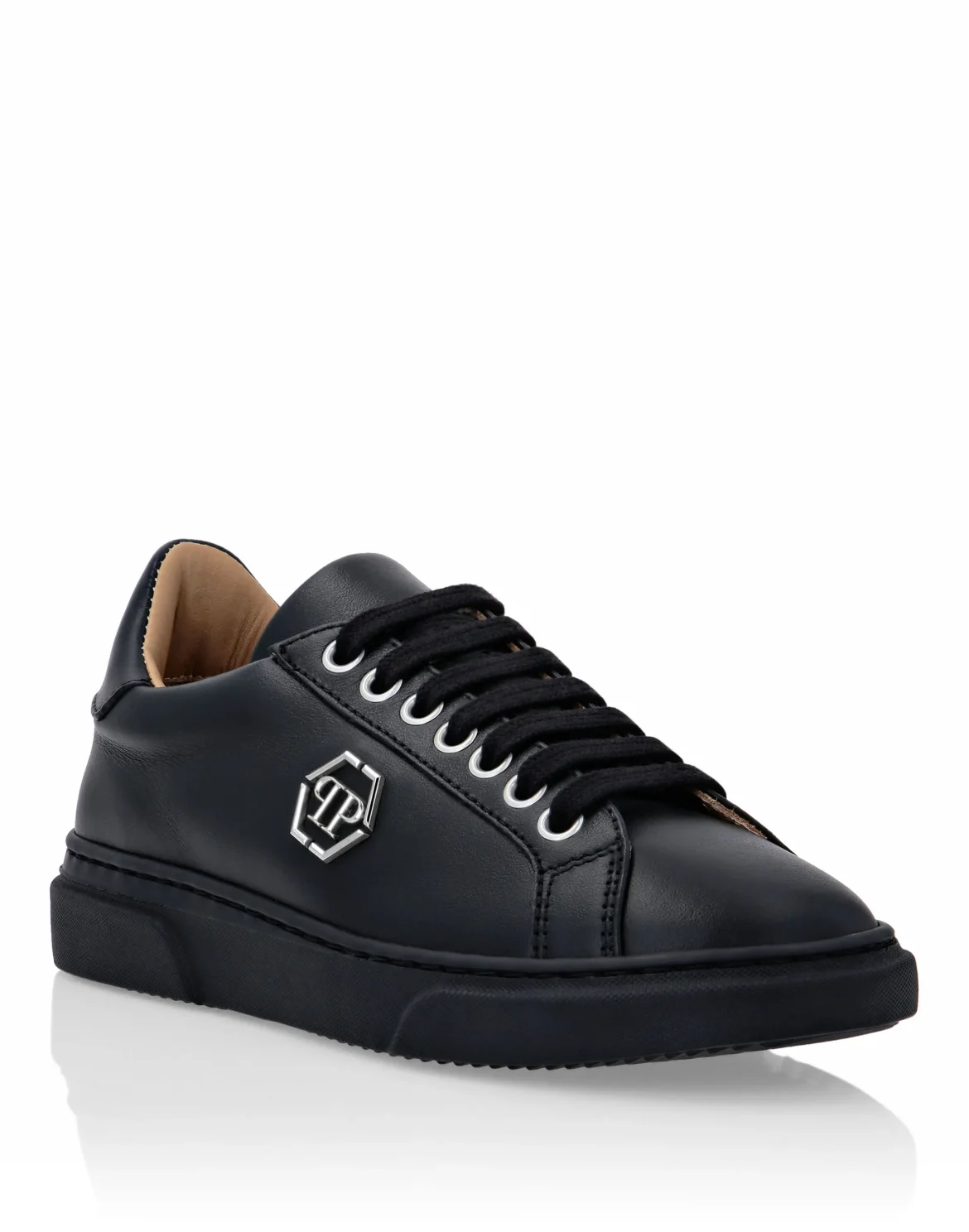 Leather Lo-Top Sneakers Hexagon, цвет: Черный