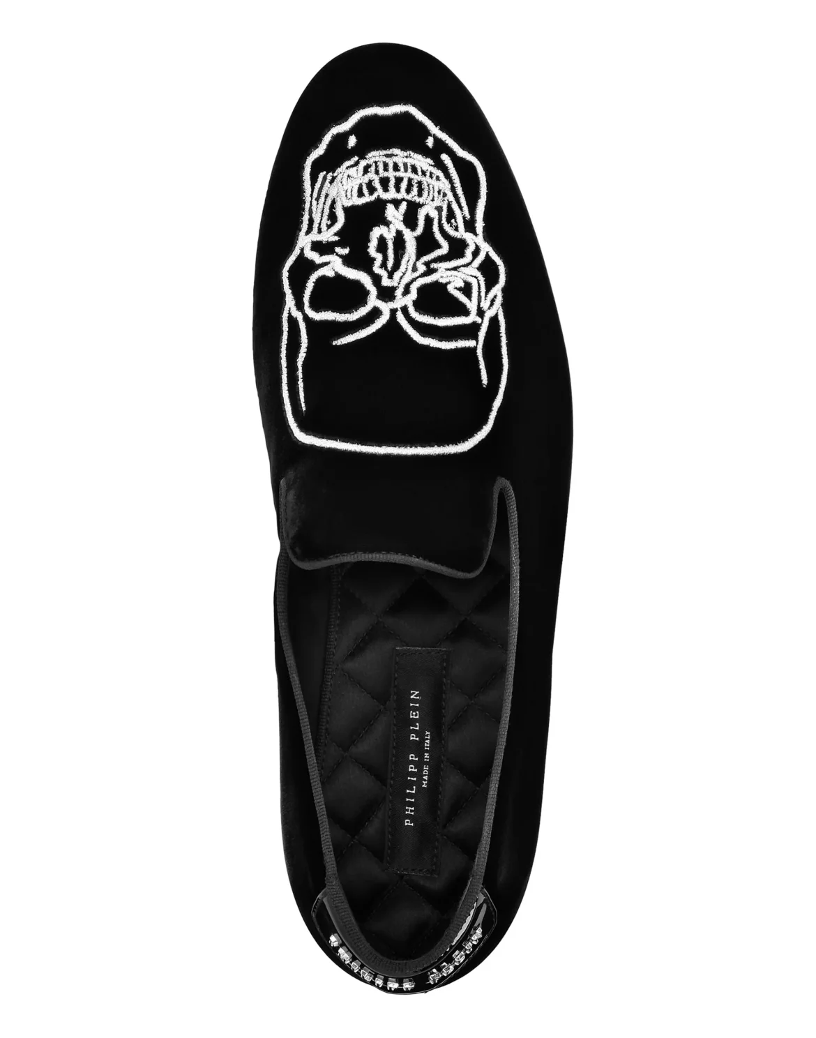 Velvet Loafers Embroidery Skull, цвет: Черный