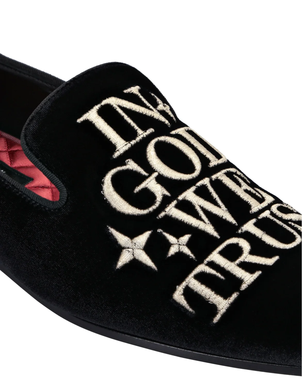 Velvet Loafers Embroidery Money, цвет: Черный