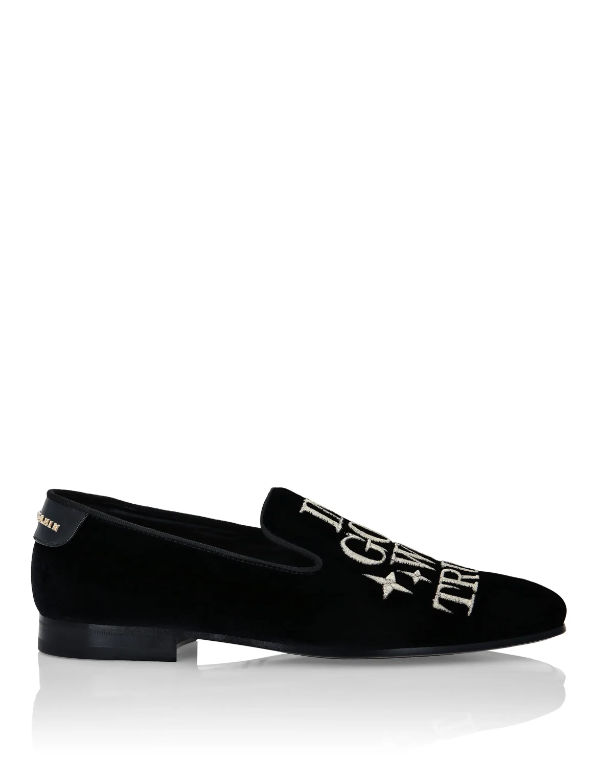Velvet Loafers Embroidery Money, цвет: Черный