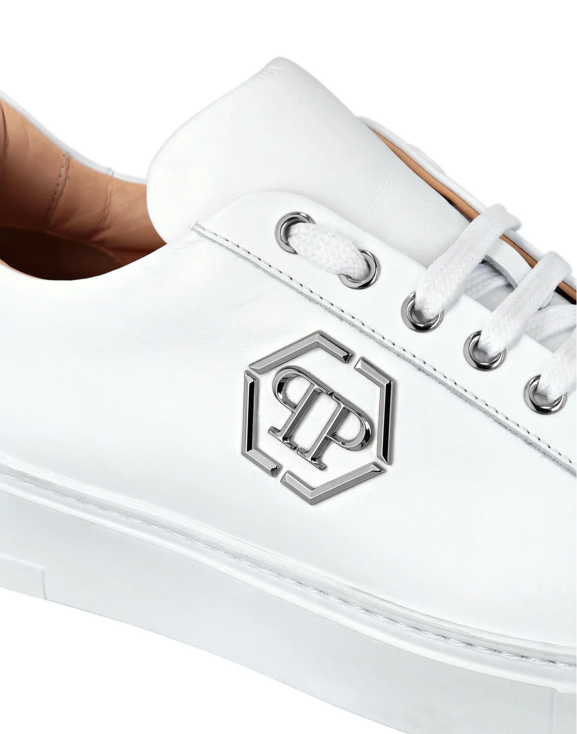Leather Lo-Top Sneakers The Plein Original TM, цвет: Белый