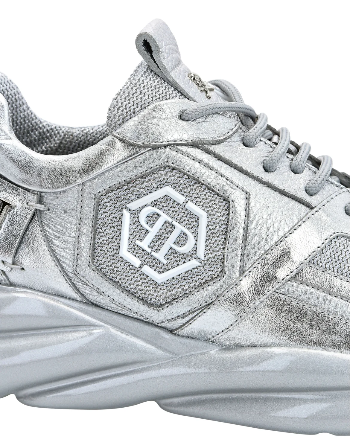 Runner mix materials Plein Hurricane, цвет: Серебристый