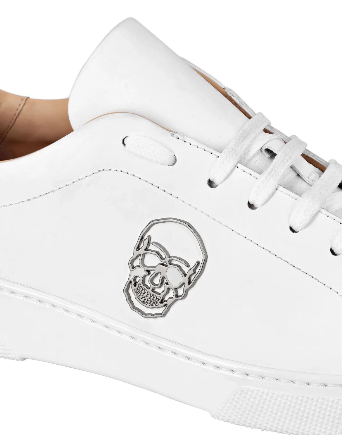 Rubber Leather Lo-Top Sneakers The $kull TM, цвет: Белый