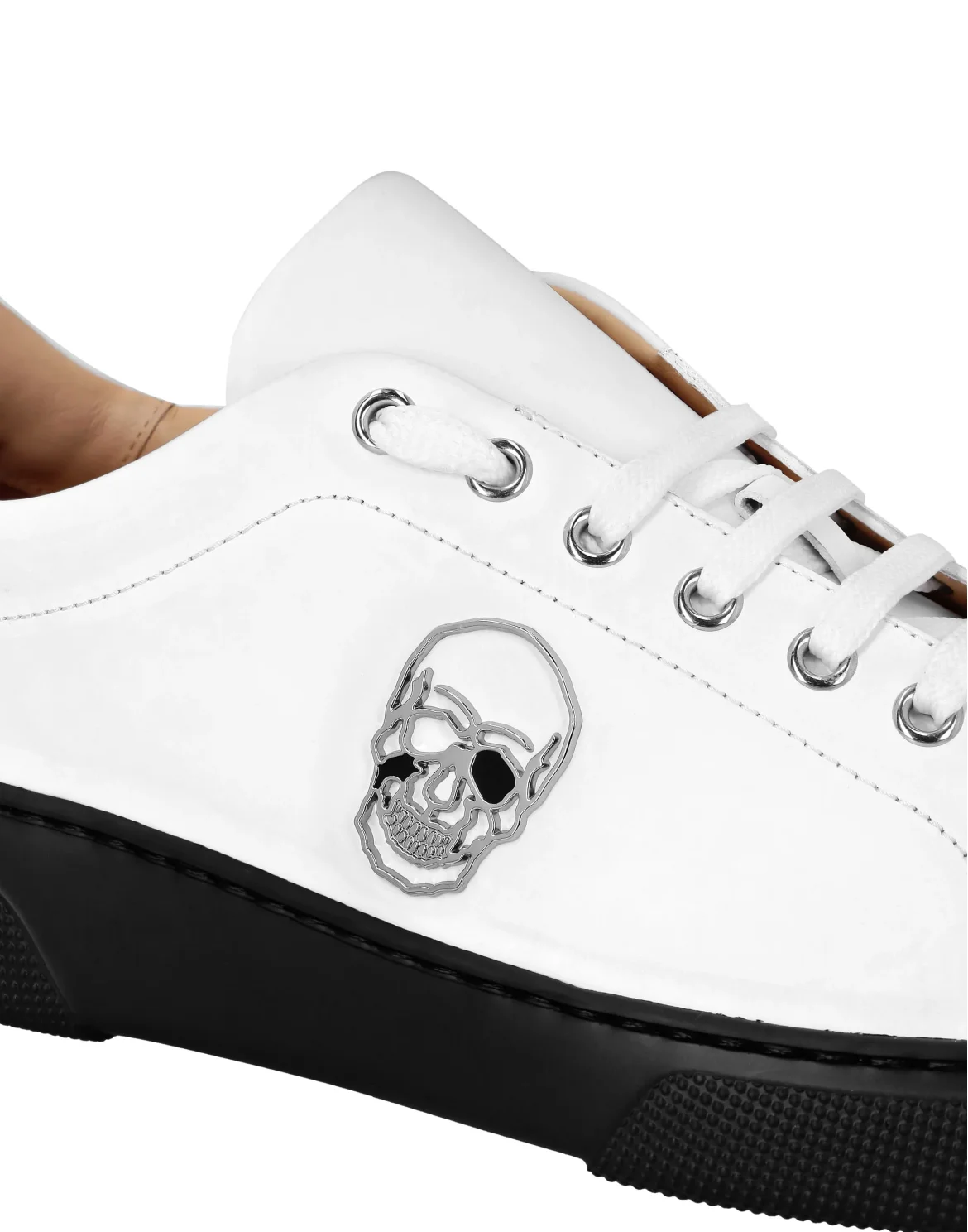 Rubber Leather Lo-Top Sneakers The $kull TM, цвет: Белый