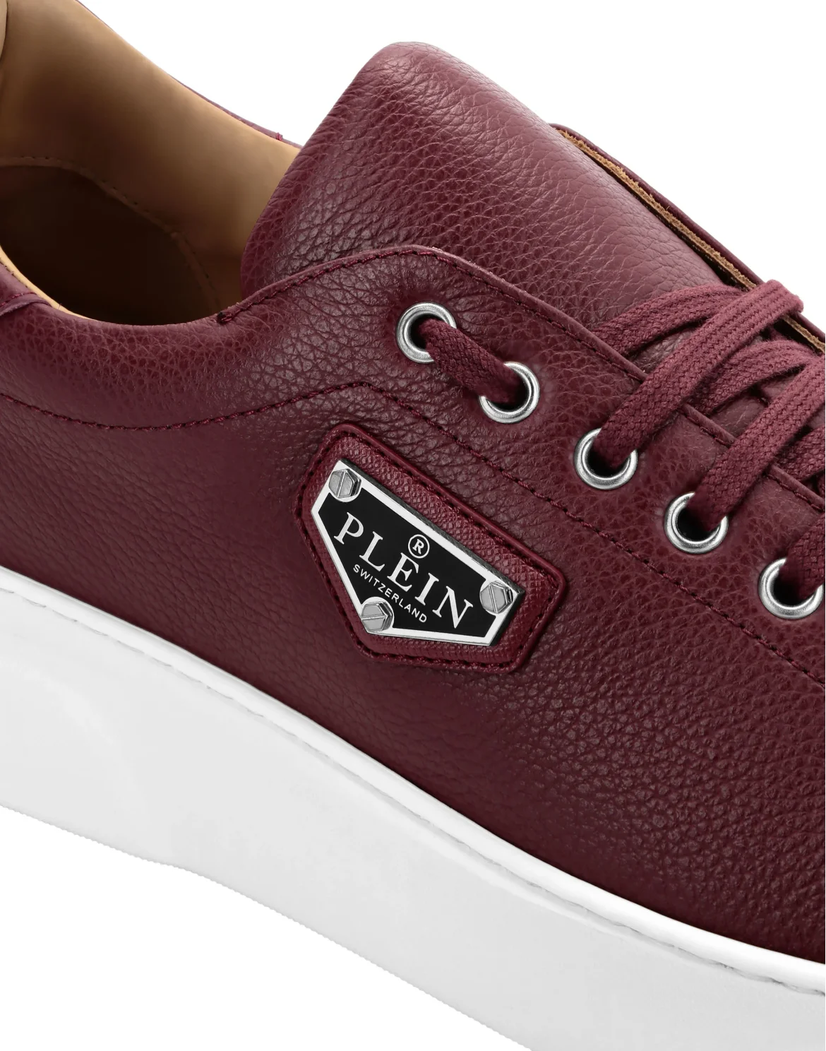 Leather Lo-Top Sneakers Iconic Plein, цвет: Красный