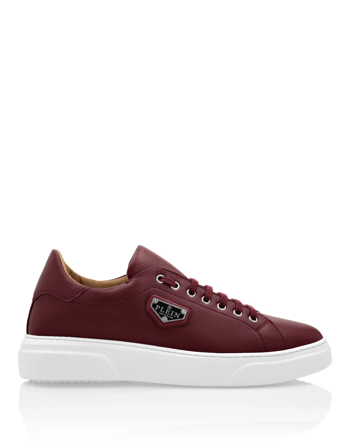 Leather Lo-Top Sneakers Iconic Plein, цвет: Красный