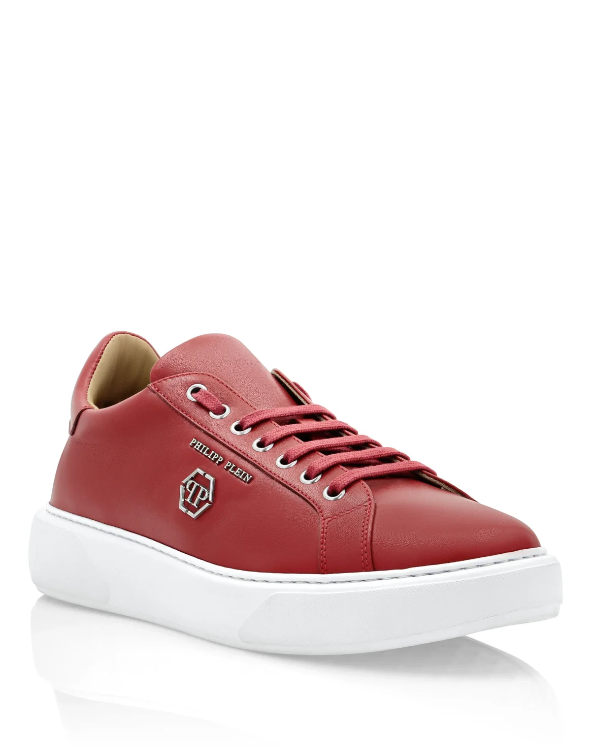 Leather Lo-Top Sneakers Hexagon, цвет: Красный