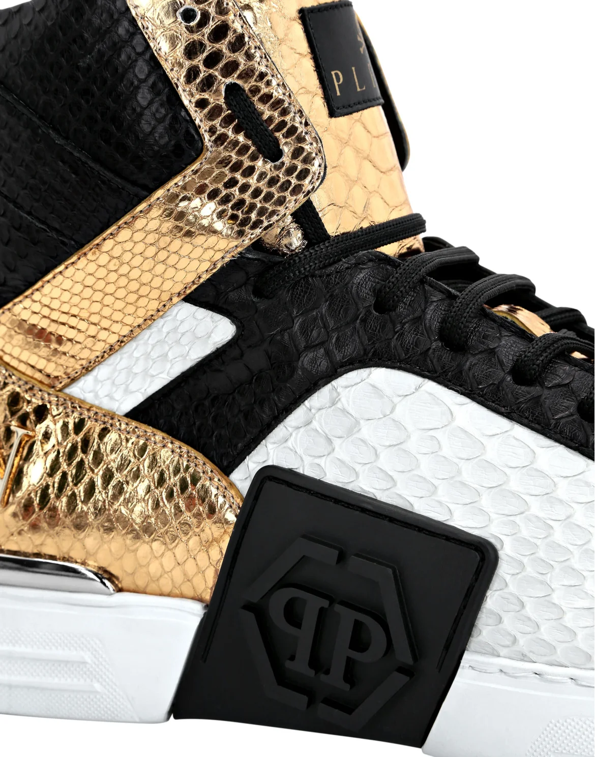 PHANTOM KICK$ Python Leather Hi-Top Sneakers, цвет: Золотой