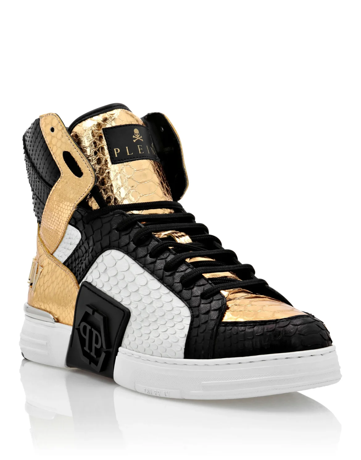 PHANTOM KICK$ Python Leather Hi-Top Sneakers, цвет: Золотой