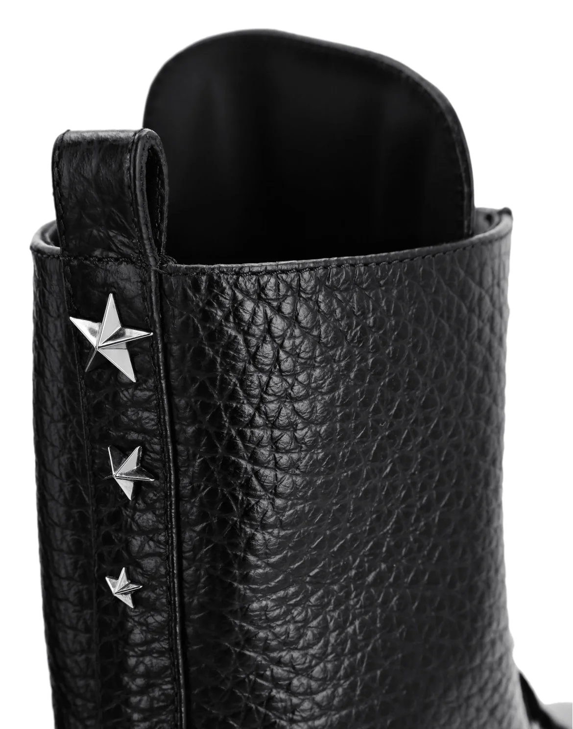 Leather Boots Low Flat stars Studs, цвет: Черный