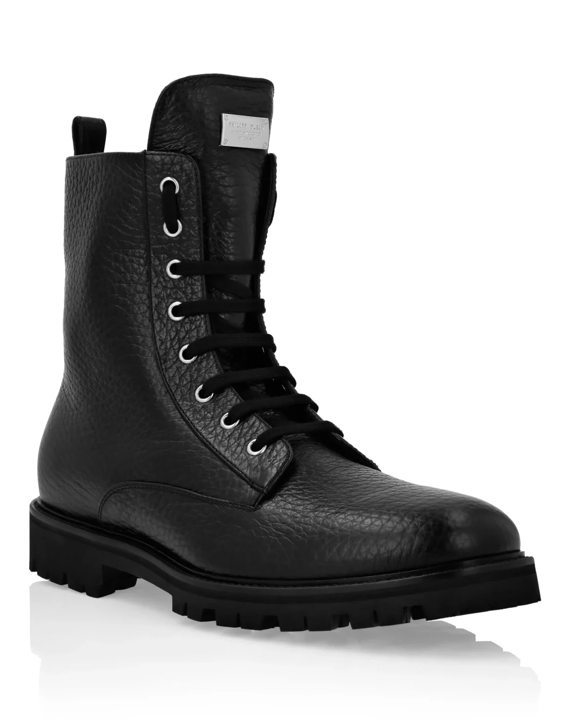 Leather Boots Low Flat stars Studs, цвет: Черный