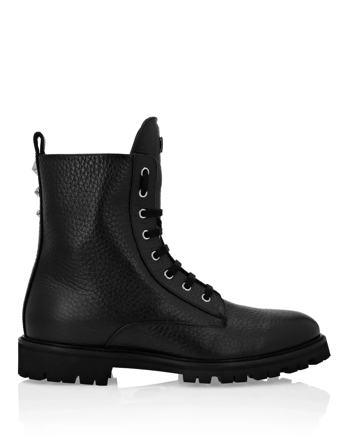 Leather Boots Low Flat stars Studs, цвет: Черный