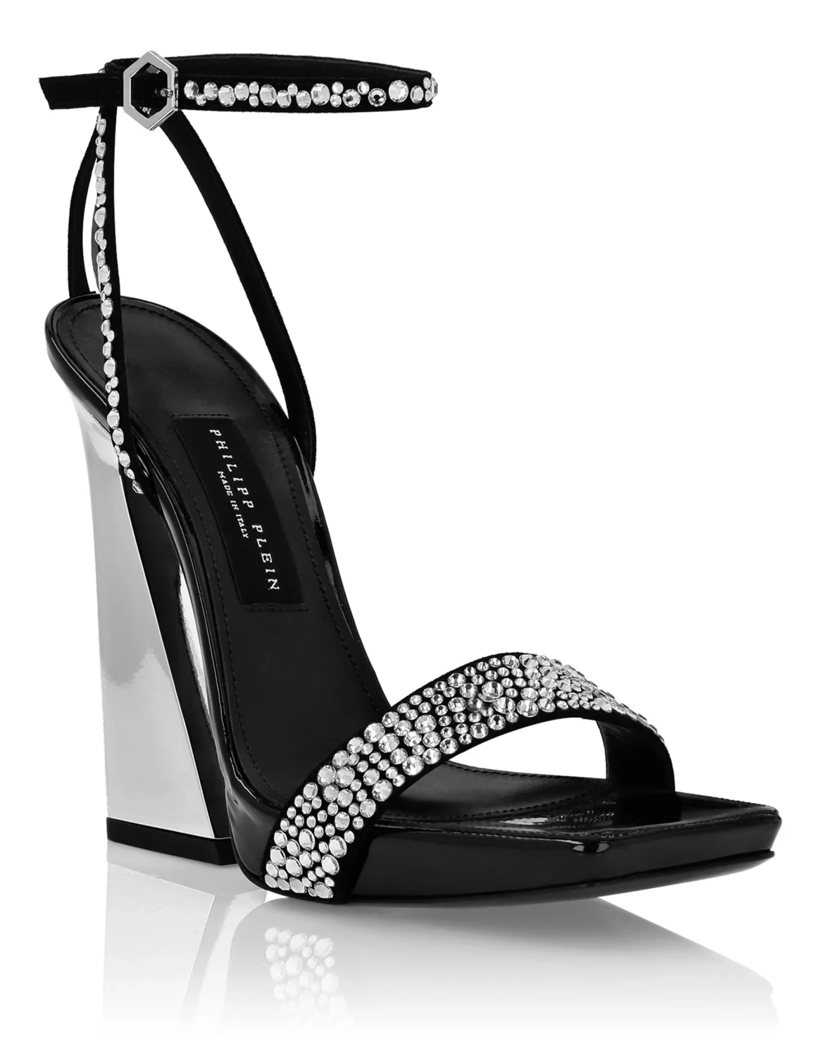 Crystal Ankle Strap Sandals, цвет: Черный