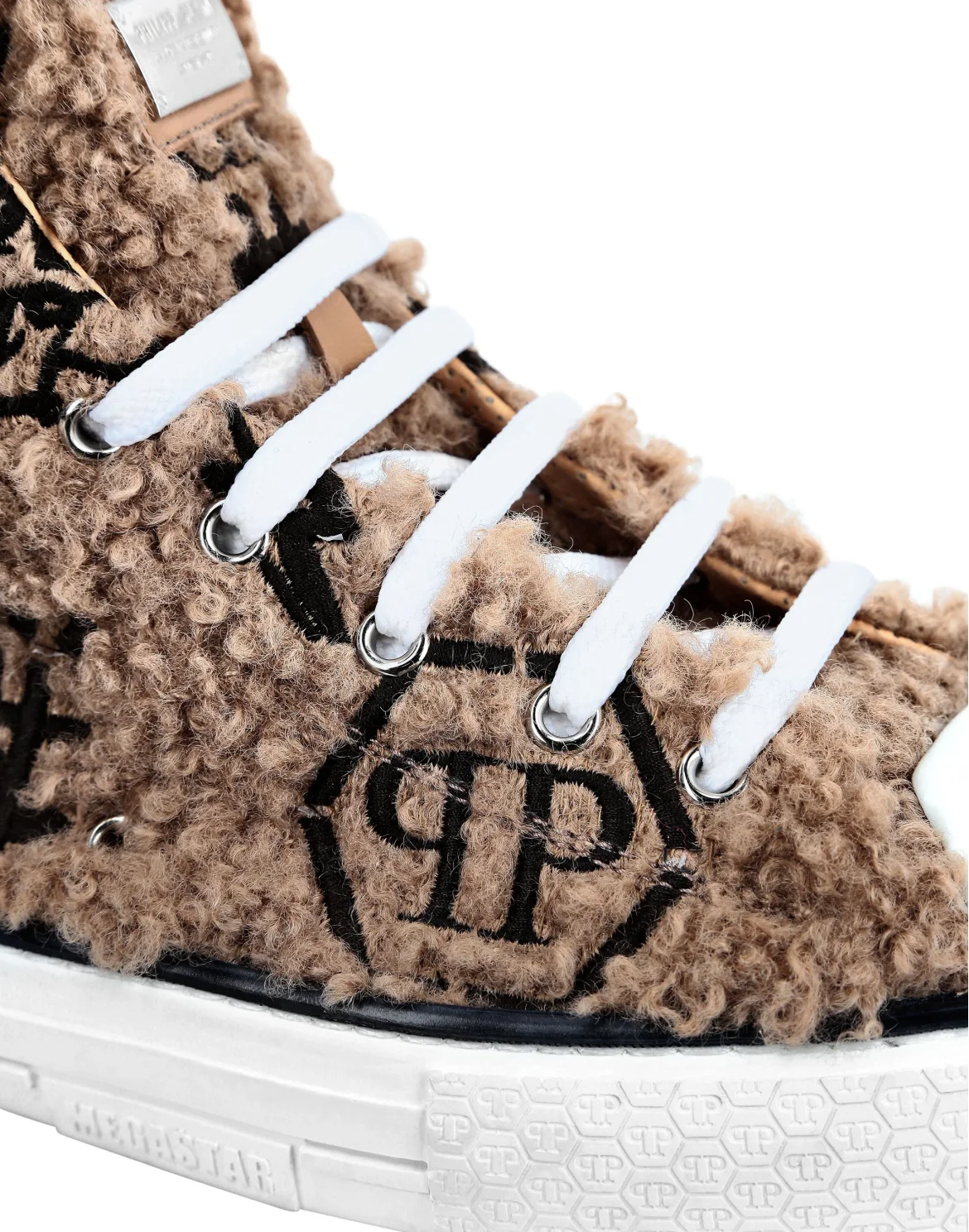 Hi-Top Sneakers Embroidery Monogram Megastar, цвет: Бежевый