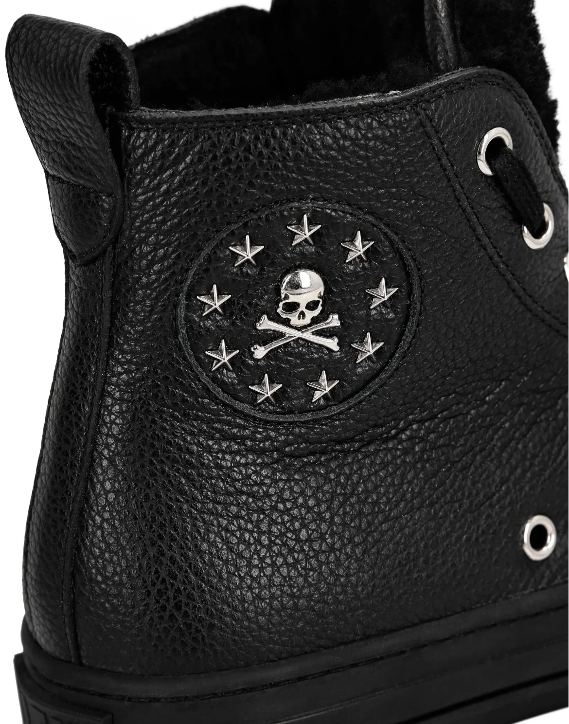 Leather Hi-Top Sneakers shearling lining Megastar, цвет: Черный