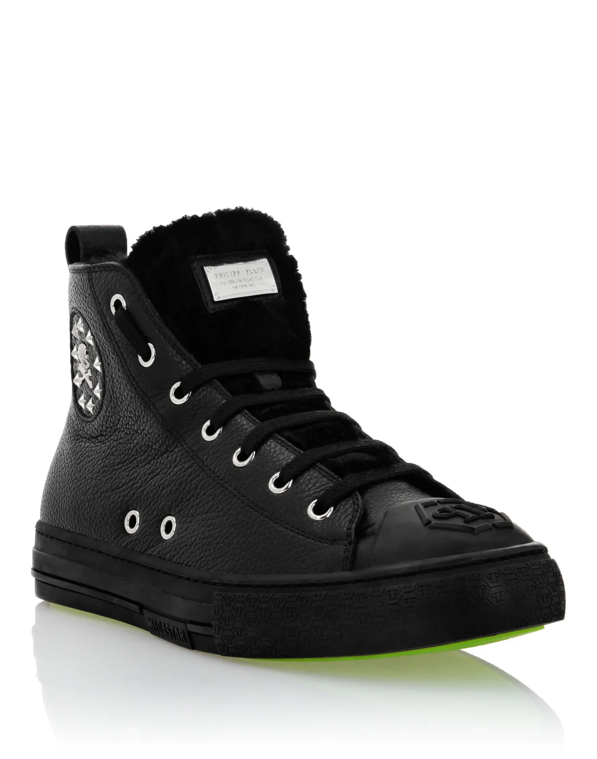 Leather Hi-Top Sneakers shearling lining Megastar, цвет: Черный