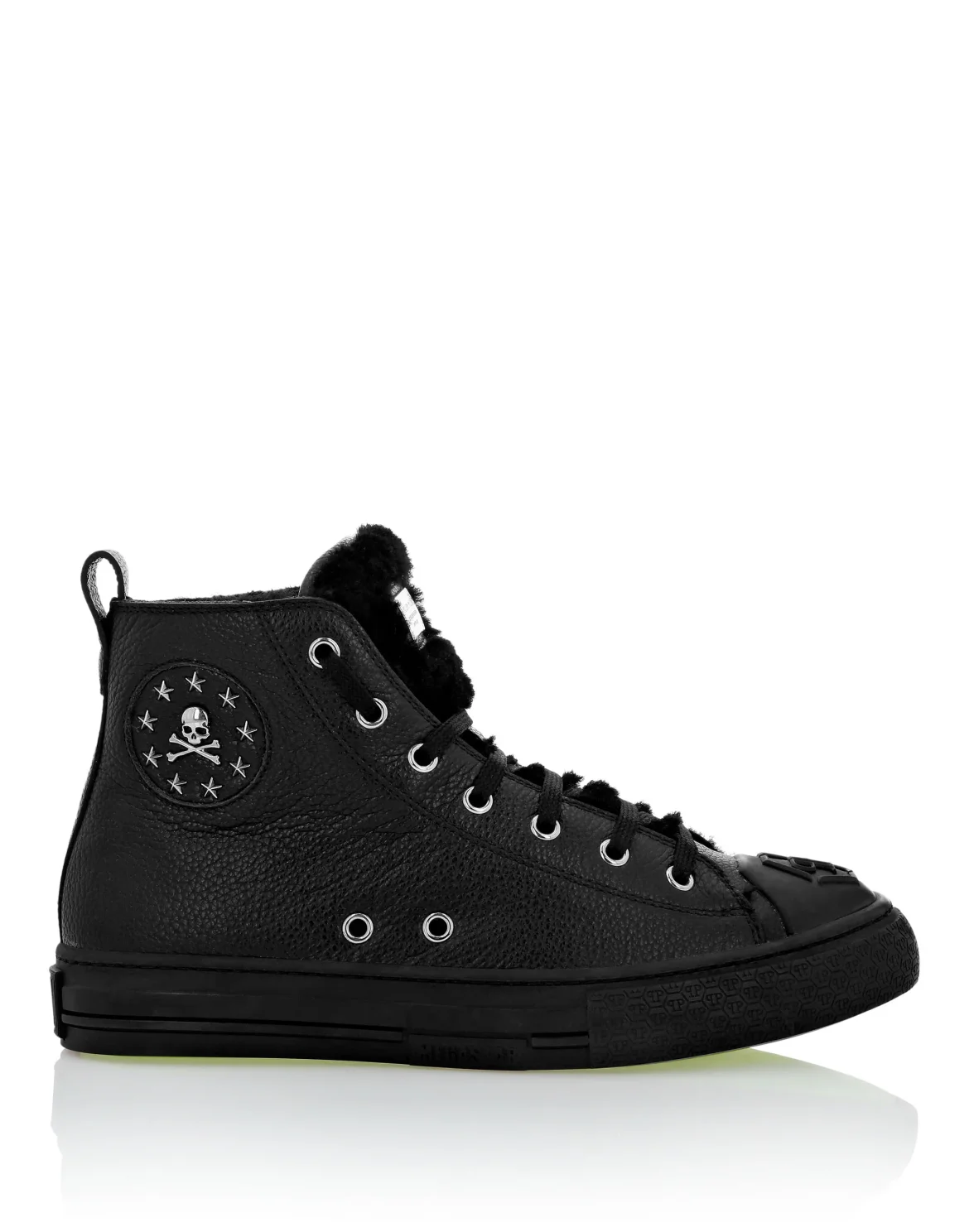 Leather Hi-Top Sneakers shearling lining Megastar, цвет: Черный