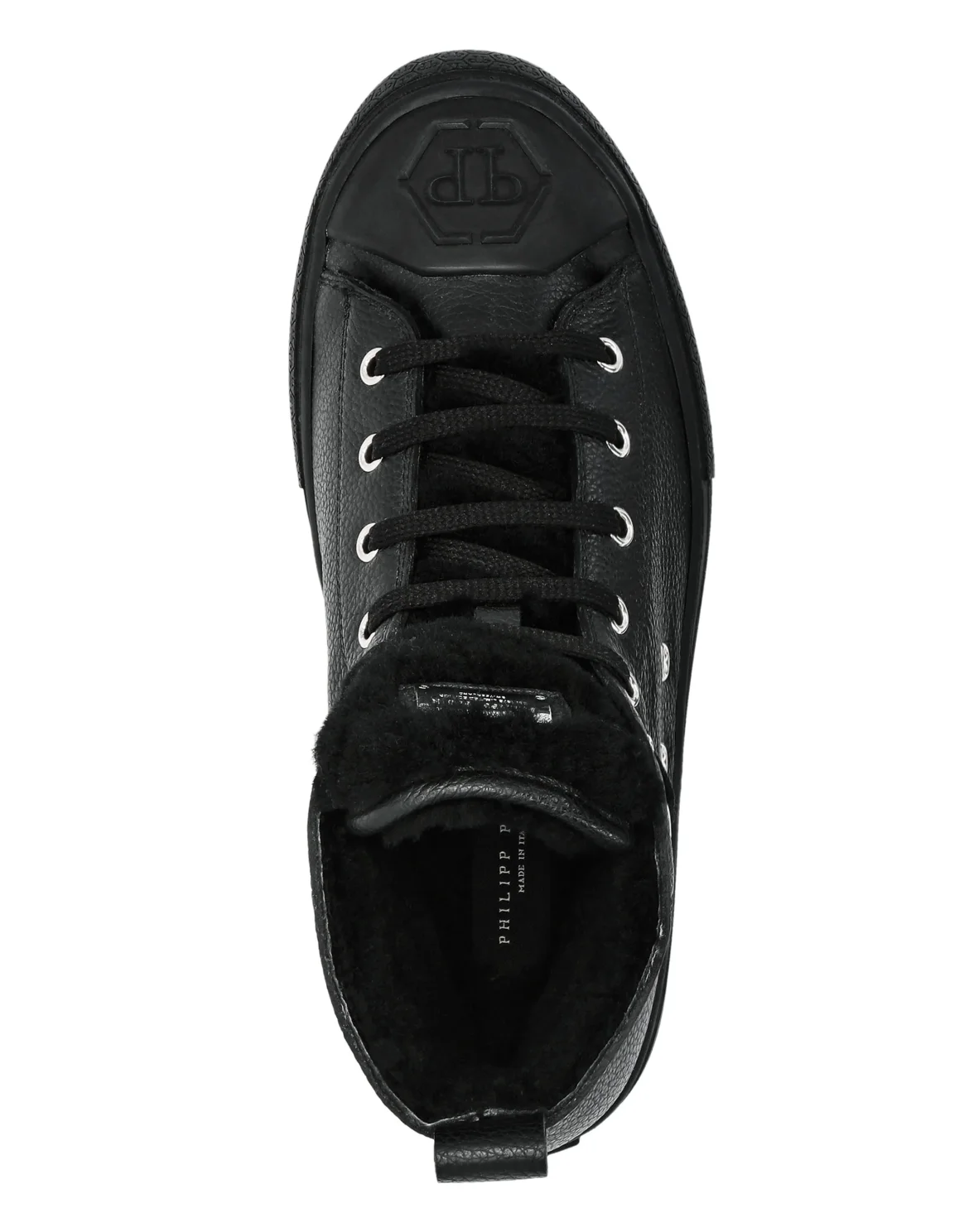 Leather Hi-Top Sneakers shearling lining Megastar, цвет: Черный