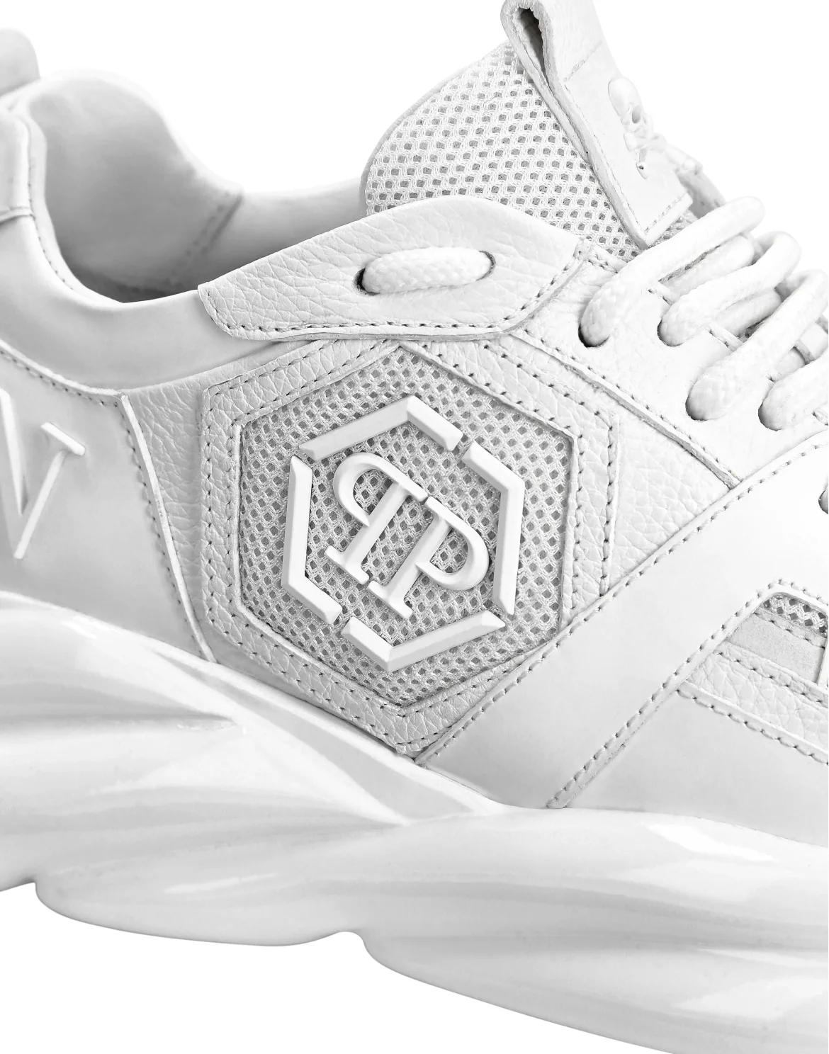 Runner mix materials Iconic Plein Plein Hurricane, цвет: Белый