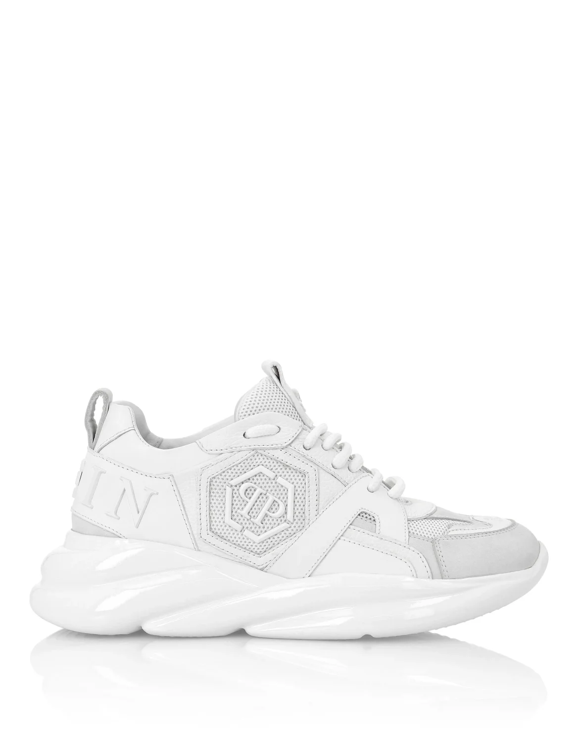 Runner mix materials Iconic Plein Plein Hurricane, цвет: Белый