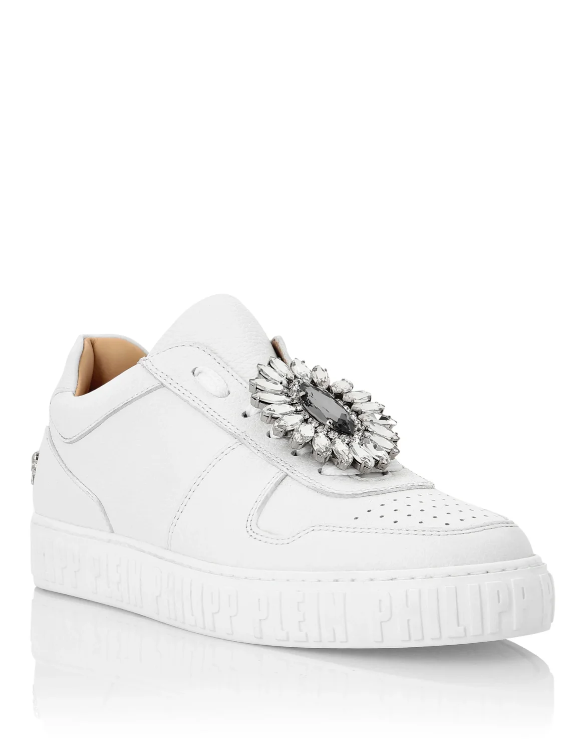 Leather Lo-Top Sneakers Brooches King Power, цвет: Белый