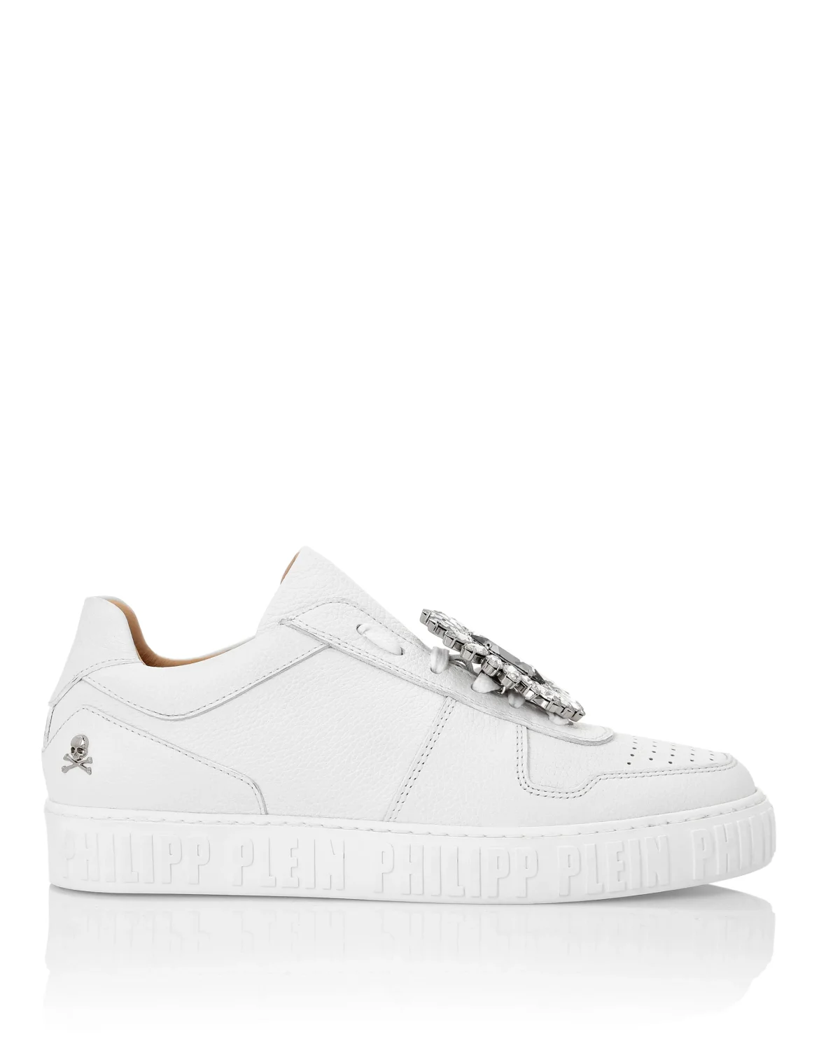Leather Lo-Top Sneakers Brooches King Power, цвет: Белый