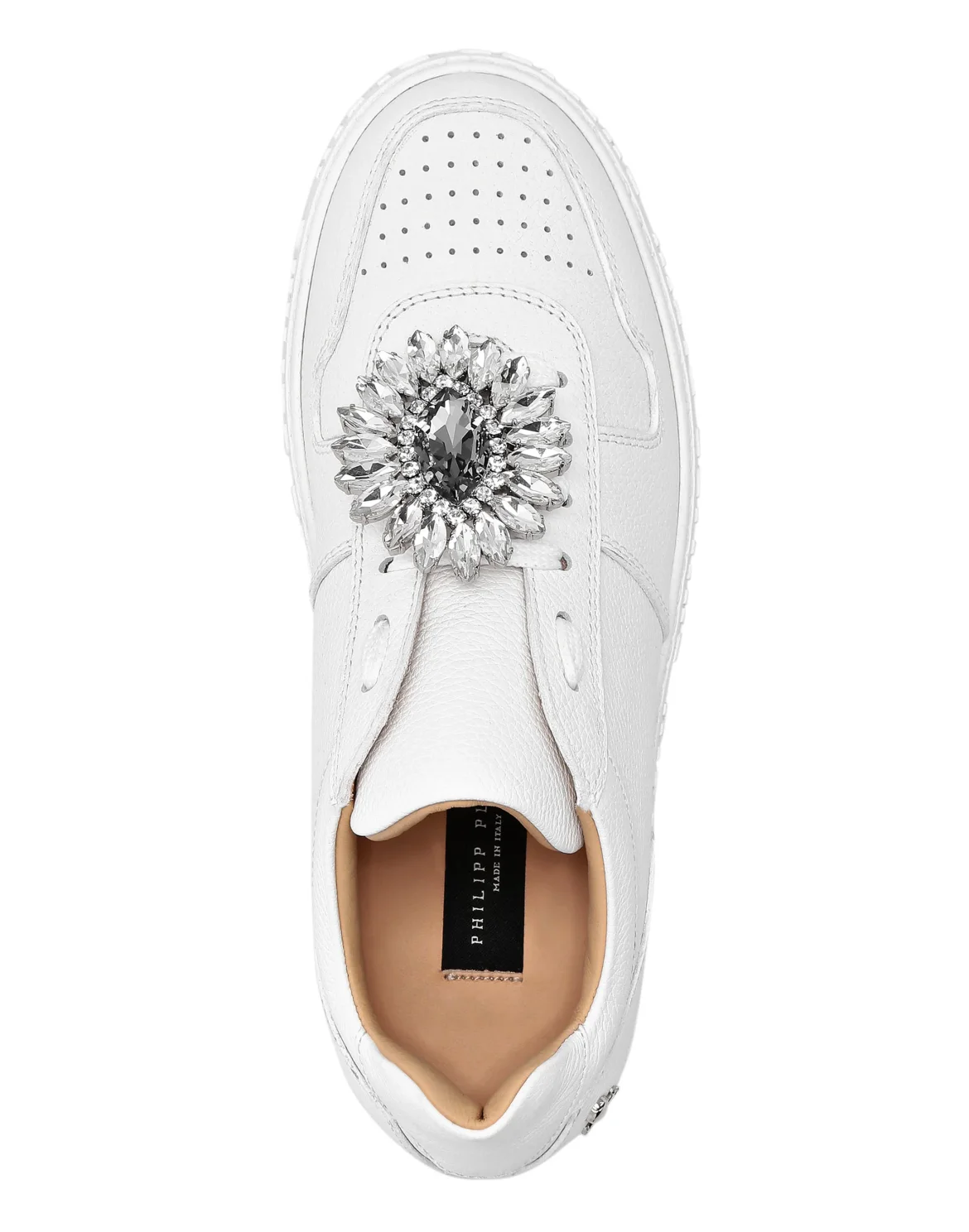 Leather Lo-Top Sneakers Brooches King Power, цвет: Белый