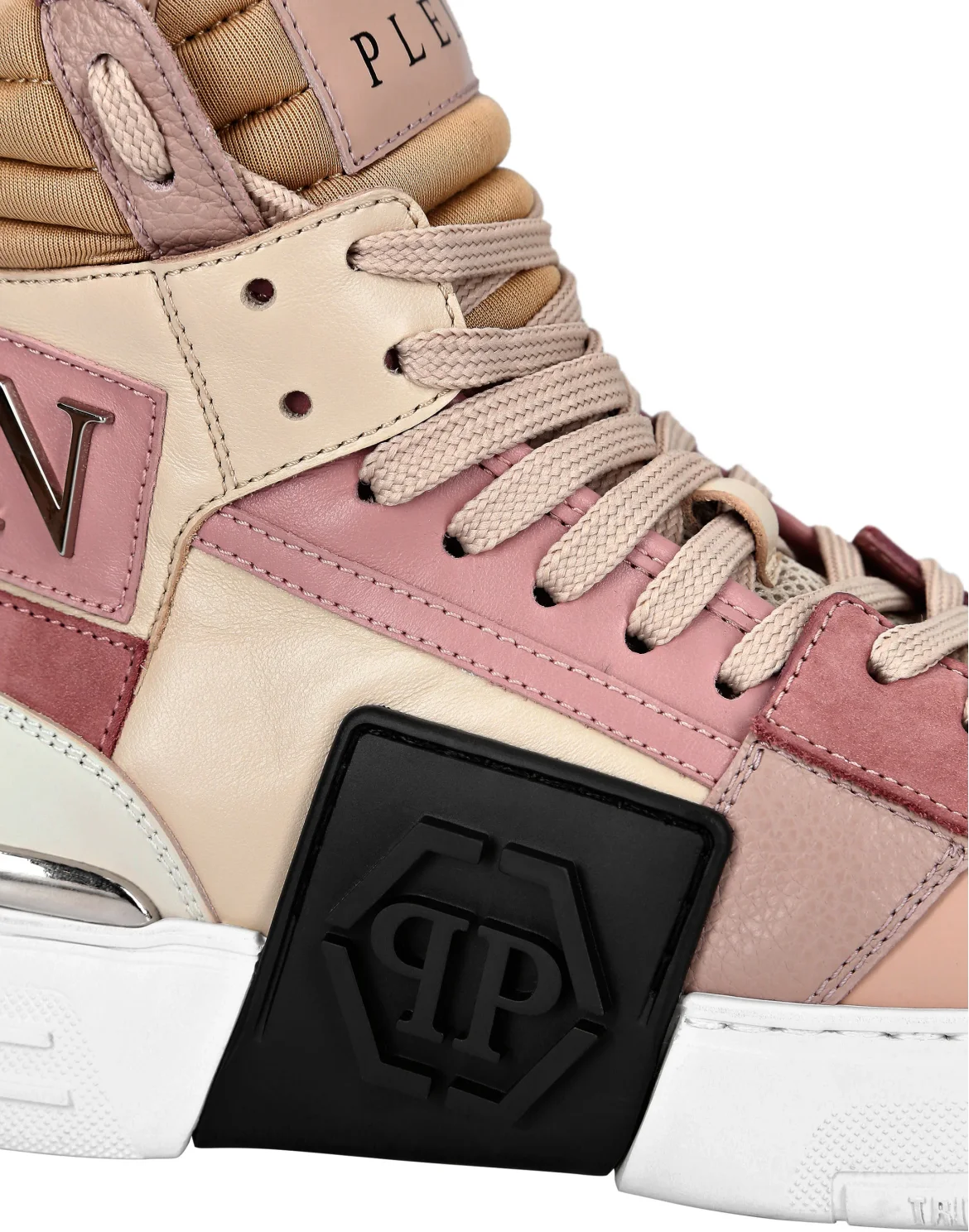 Leather Hi-Top Sneakers Mix Leather Hexagon, цвет: Розовый