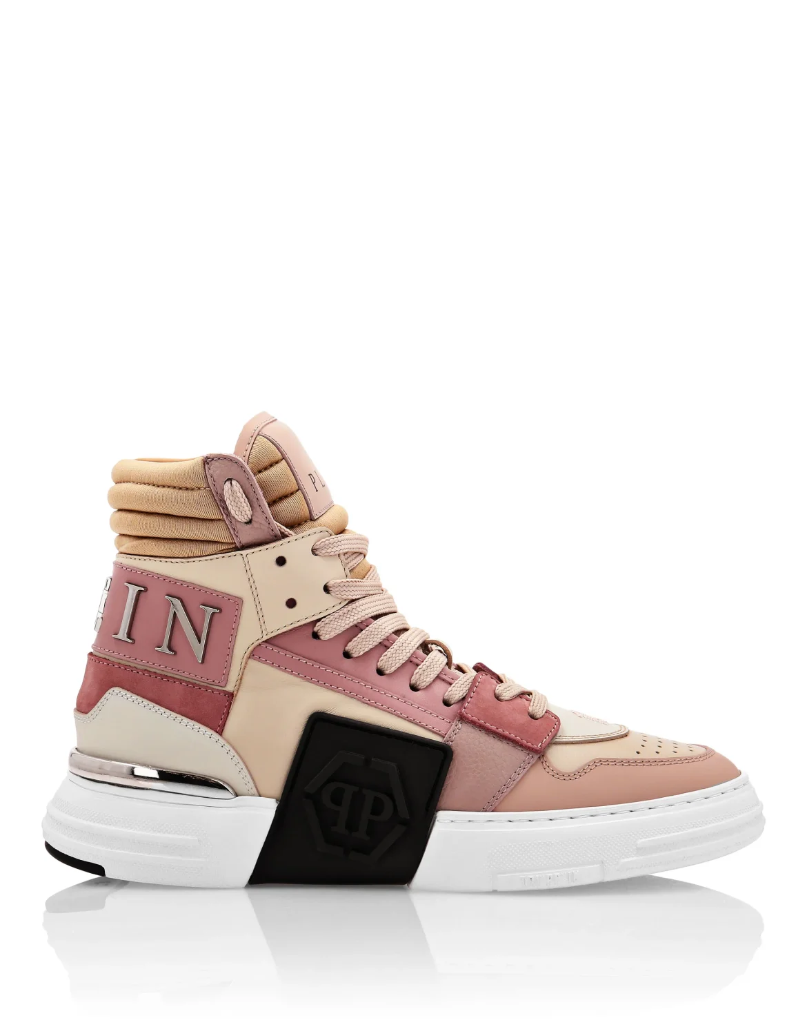 Leather Hi-Top Sneakers Mix Leather Hexagon, цвет: Розовый