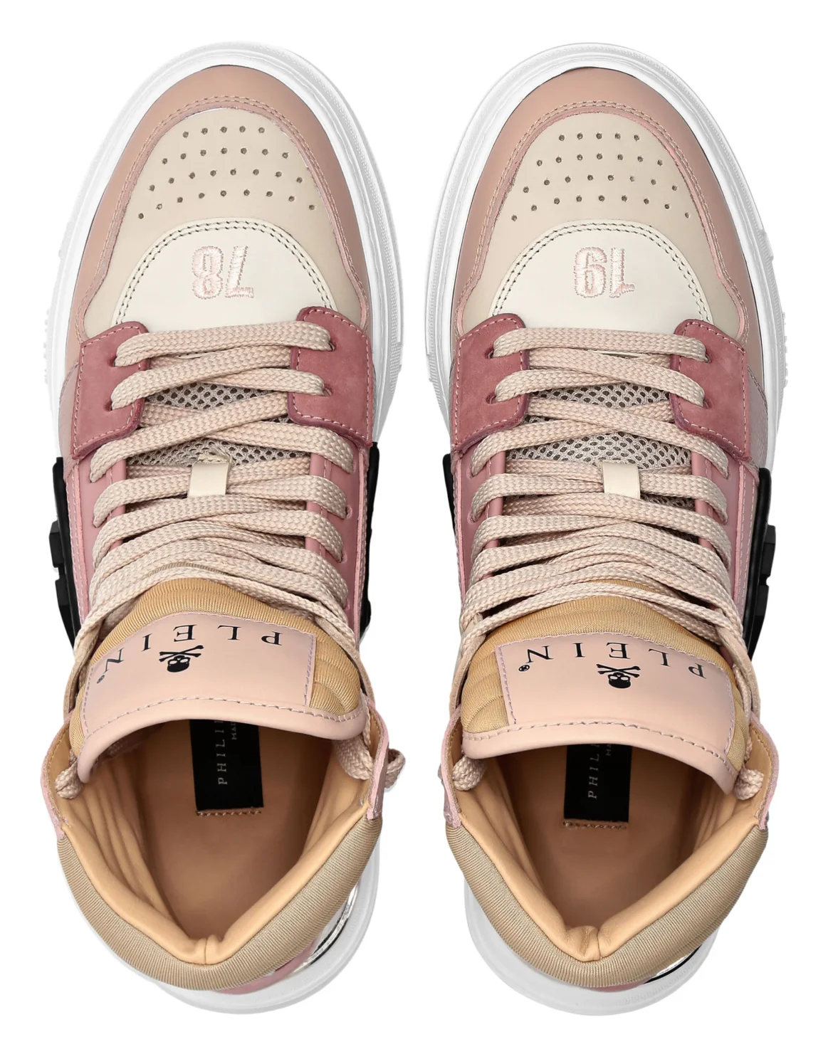 Leather Hi-Top Sneakers Mix Leather Hexagon, цвет: Розовый