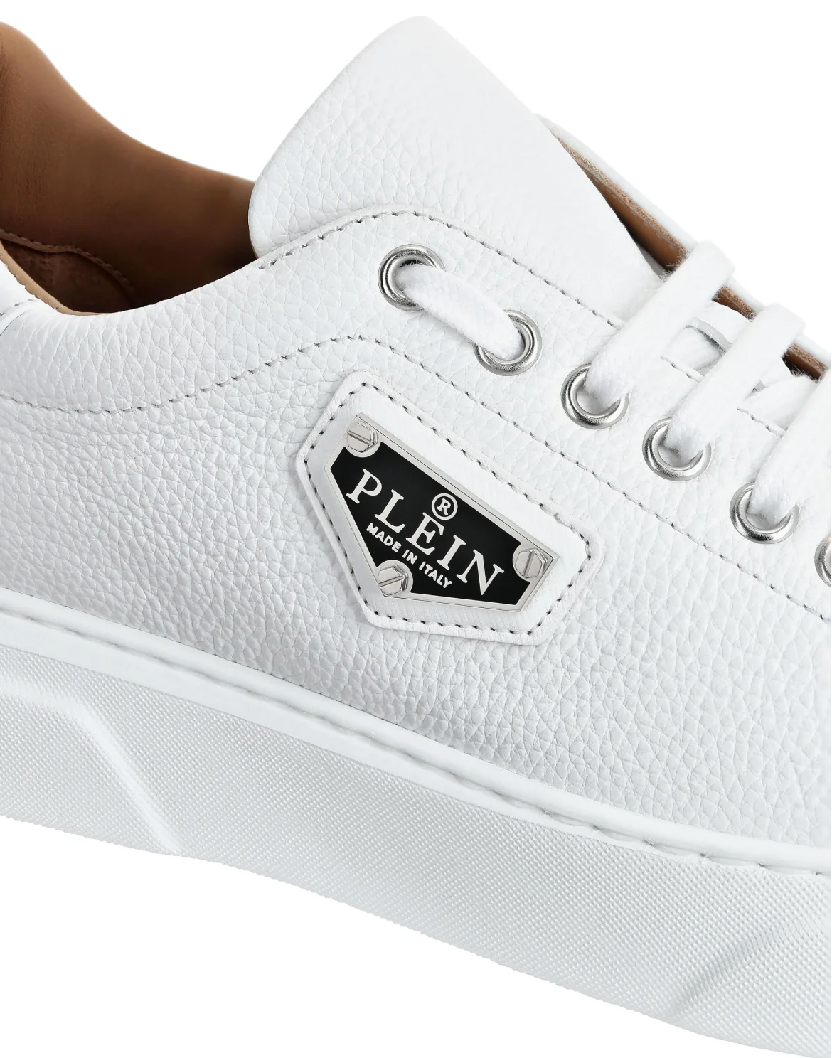 Leather Lo-Top Sneakers Iconic Plein, цвет: Белый