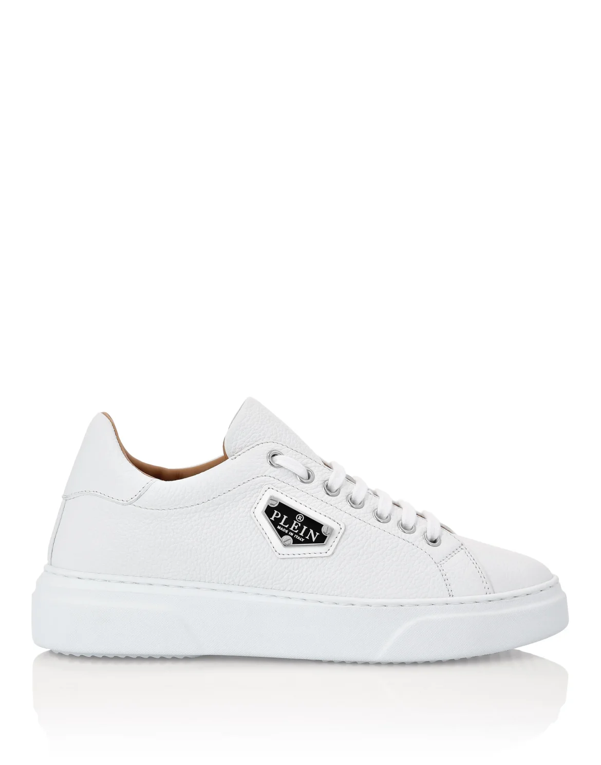 Leather Lo-Top Sneakers Iconic Plein, цвет: Белый