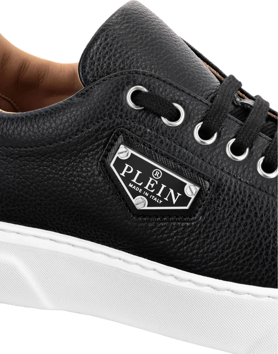 Leather Lo-Top Sneakers Iconic Plein, цвет: Черный